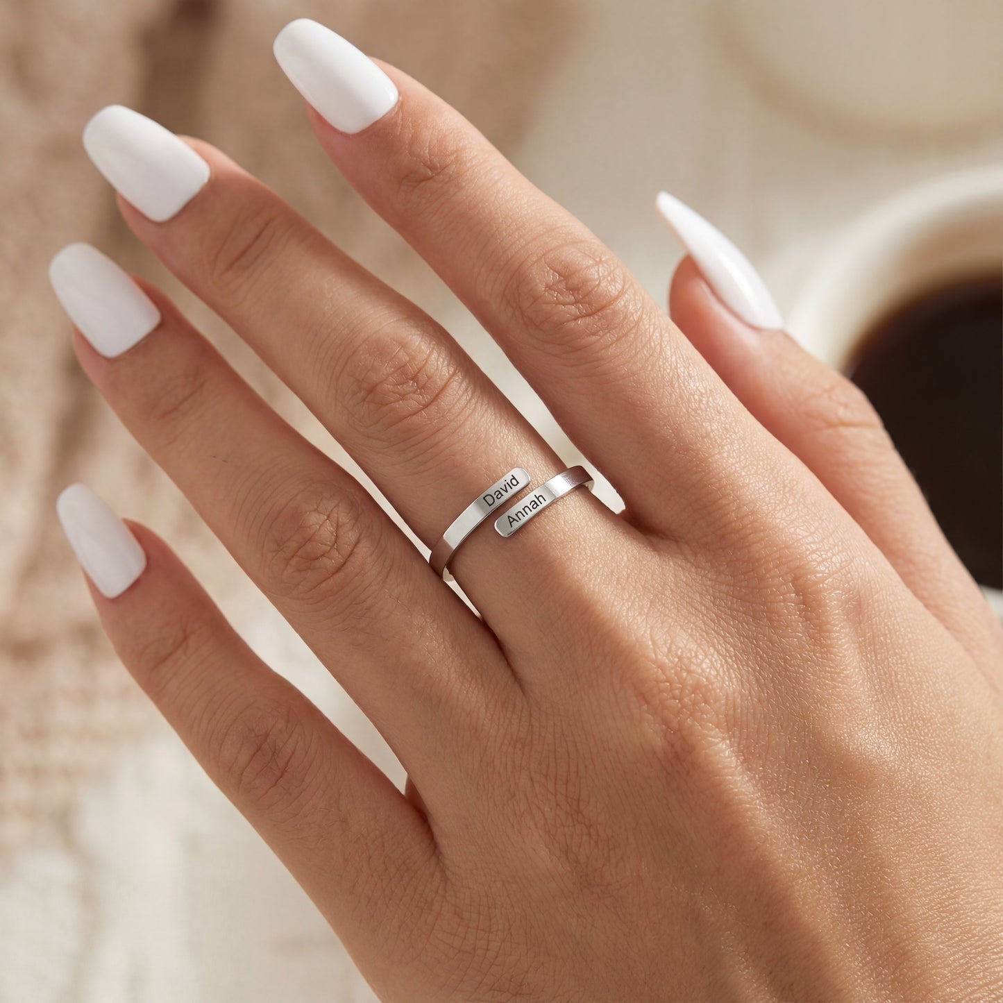 Anel Ajustável com Dois Nomes "Dual Soul"