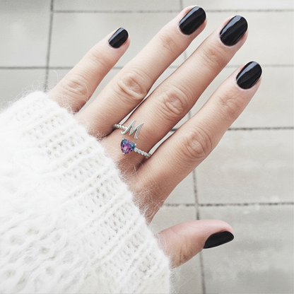 Anel Ajustável com Inicial "Cauda de Sereia"