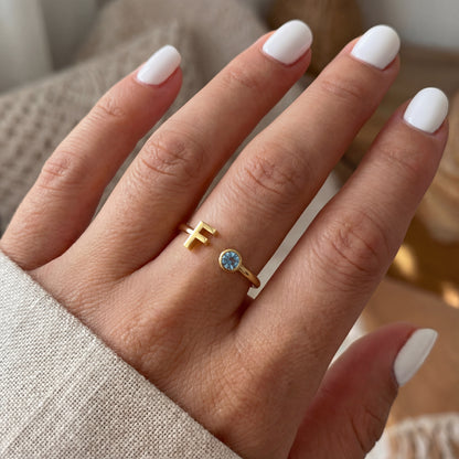 Anel Ajustável com Inicial "Essence"