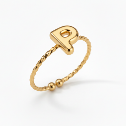 Anel Ajustável com Inicial "Minimalista"