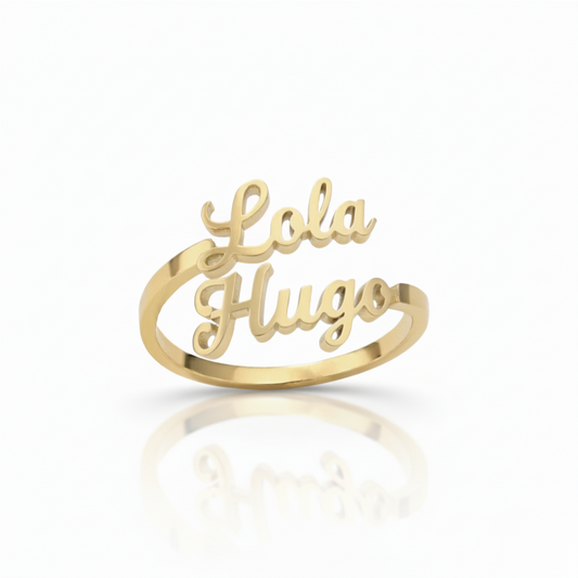 Anel Ajustável com Nome "Double Script"