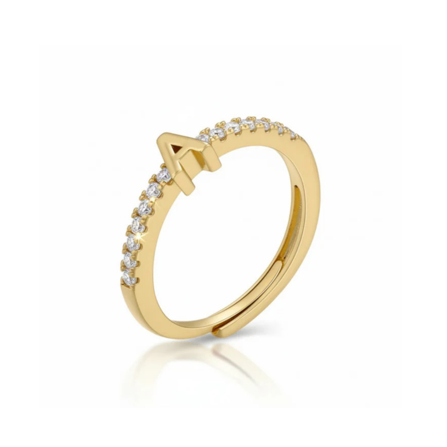 Anel Ajustável com Inicial "Sparkle"