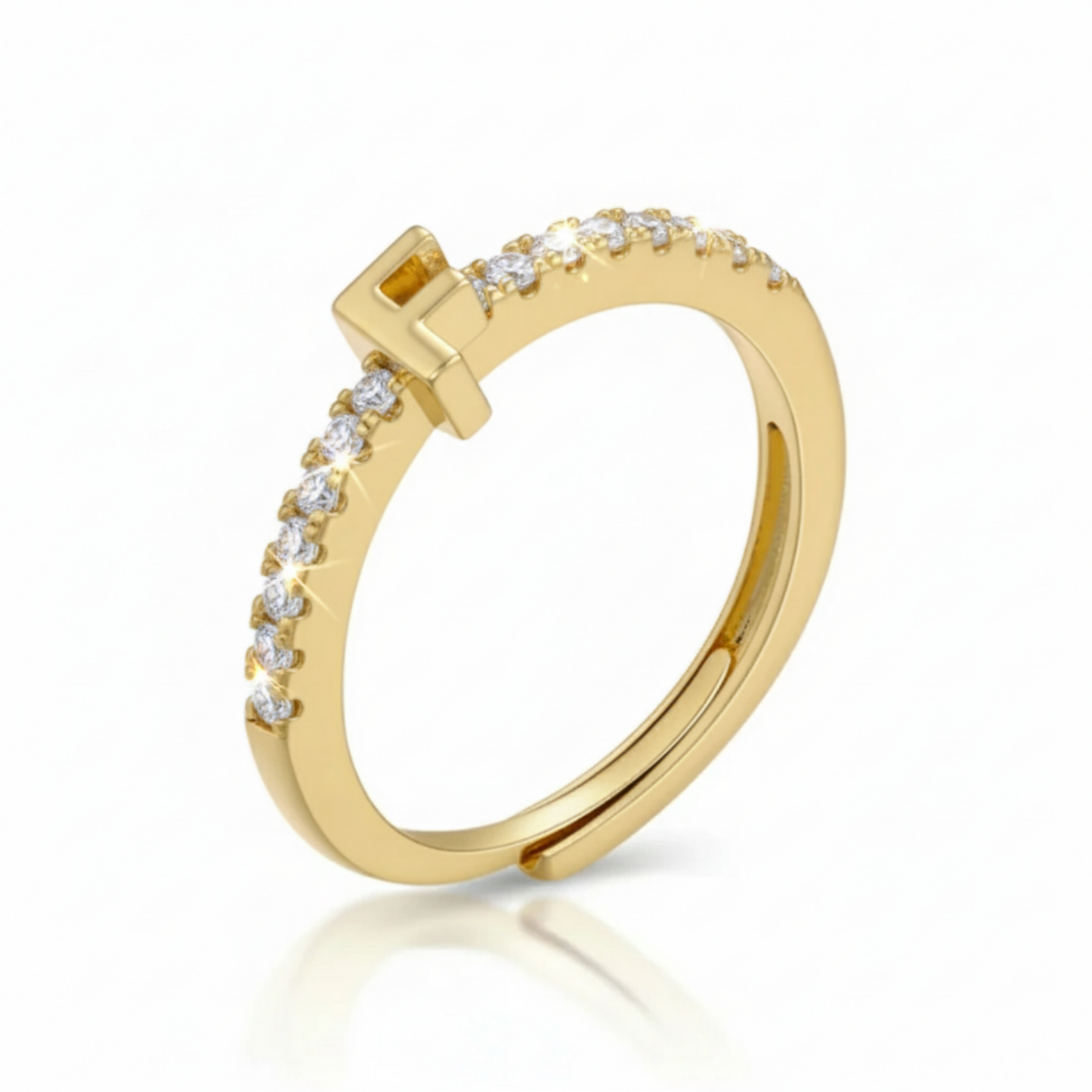 Anel Ajustável com Inicial "Sparkle"