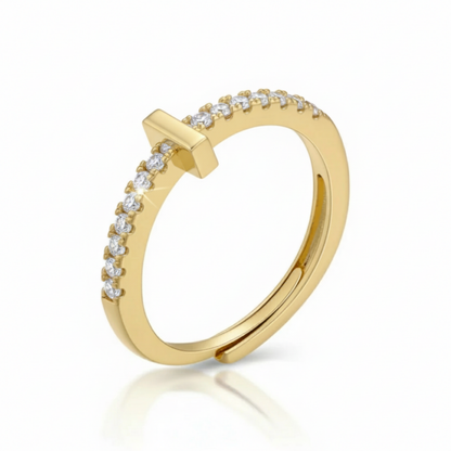 Anel Ajustável com Inicial "Sparkle"