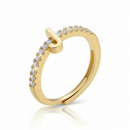 Anel Ajustável com Inicial "Sparkle"