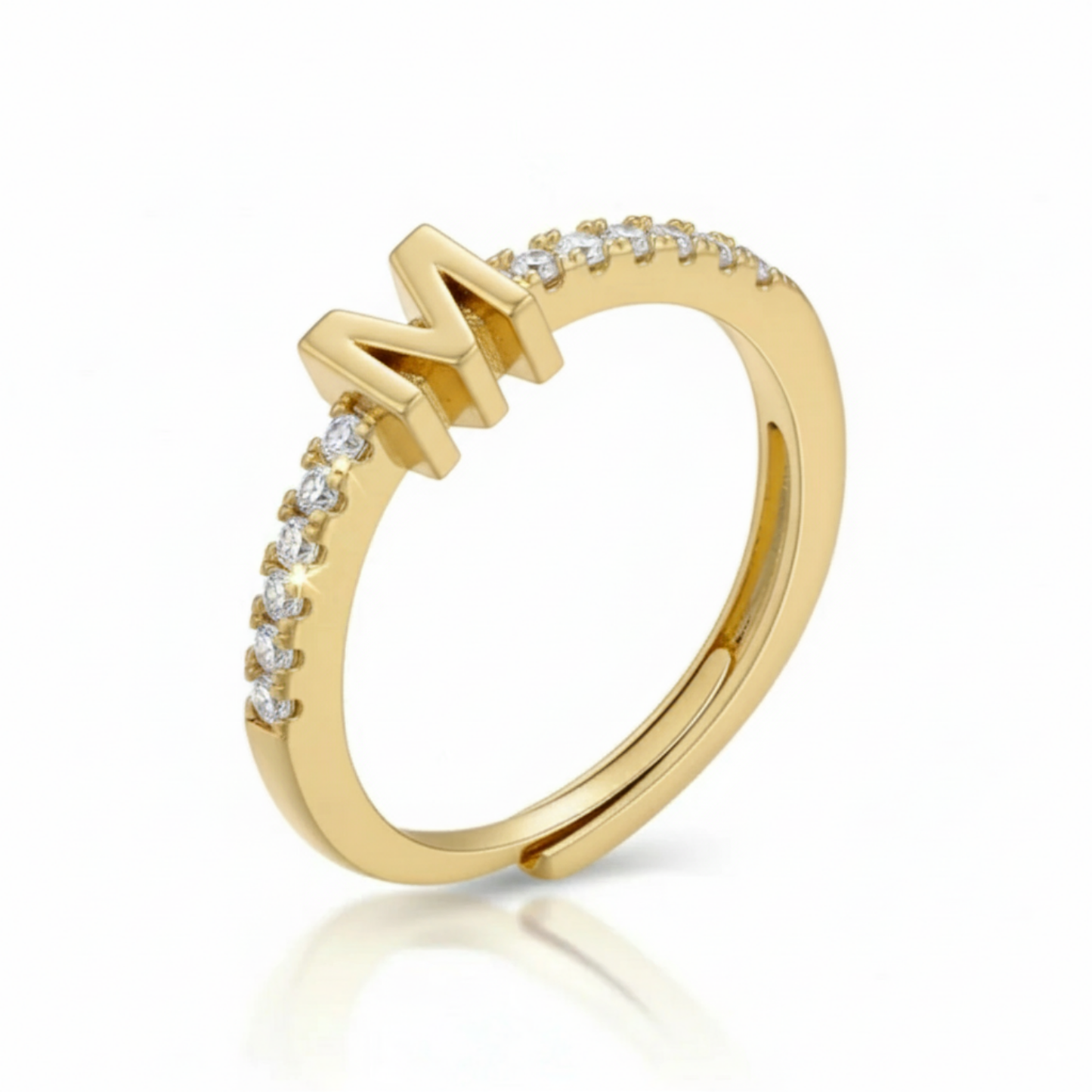 Anel Ajustável com Inicial "Sparkle"