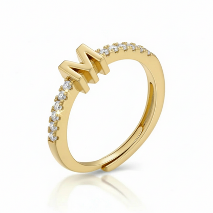 Anel Ajustável com Inicial "Sparkle"