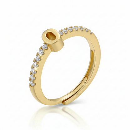 Anel Ajustável com Inicial "Sparkle"