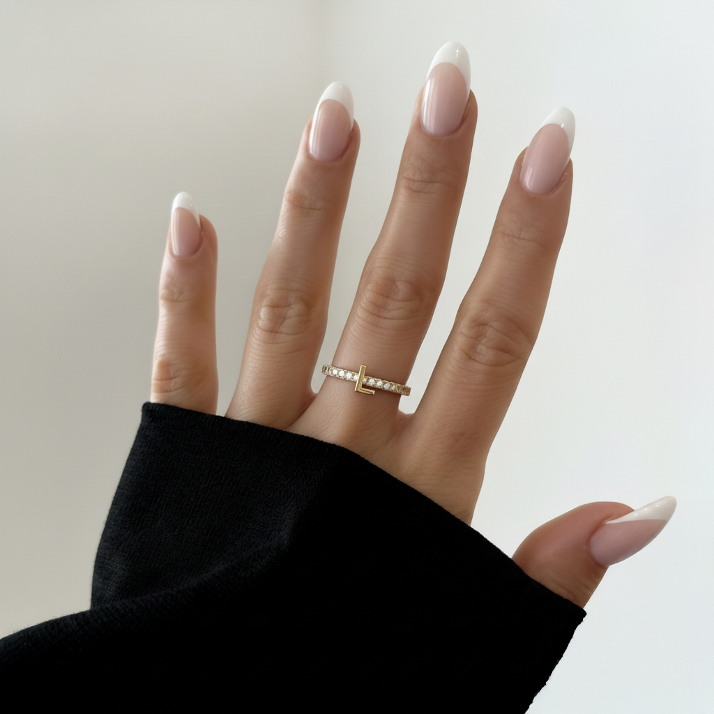 Anel Ajustável com Inicial "Sparkle"