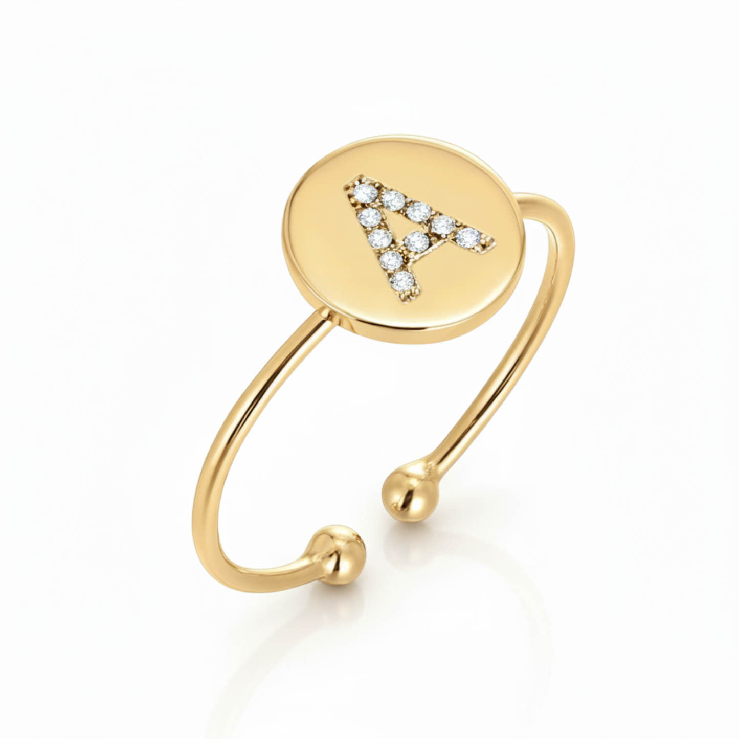 Anel Ajustável com Inicial "Gold Shine"