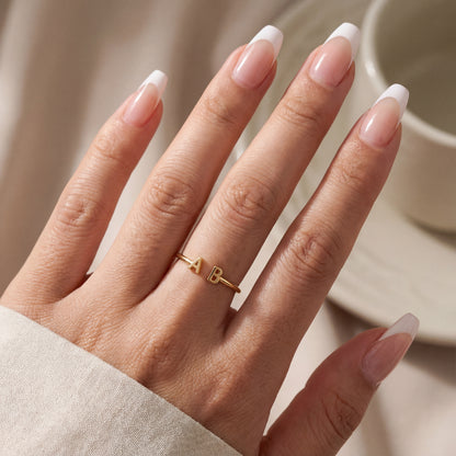 Anel Ajustável com Inicial "Duplo Monograma"