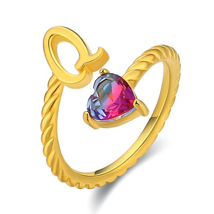 Anel Ajustável com Inicial "Cauda de Sereia"