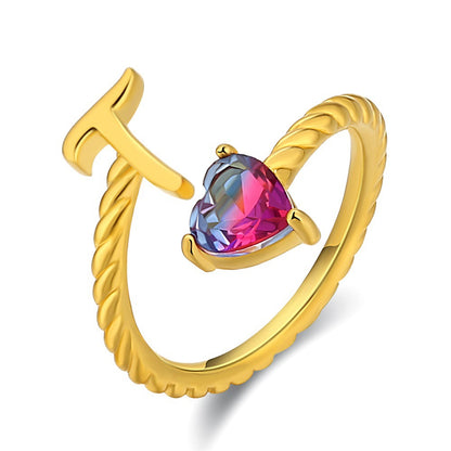 Anel Ajustável com Inicial "Cauda de Sereia"