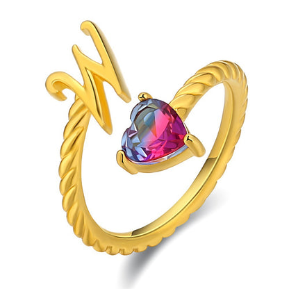 Anel Ajustável com Inicial "Cauda de Sereia"