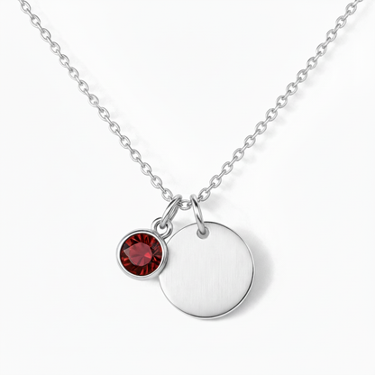 Colar Gravado "Birthstone Disc"