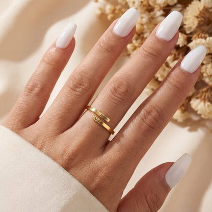 Anel Ajustável com Dois Nomes "Dual Soul"