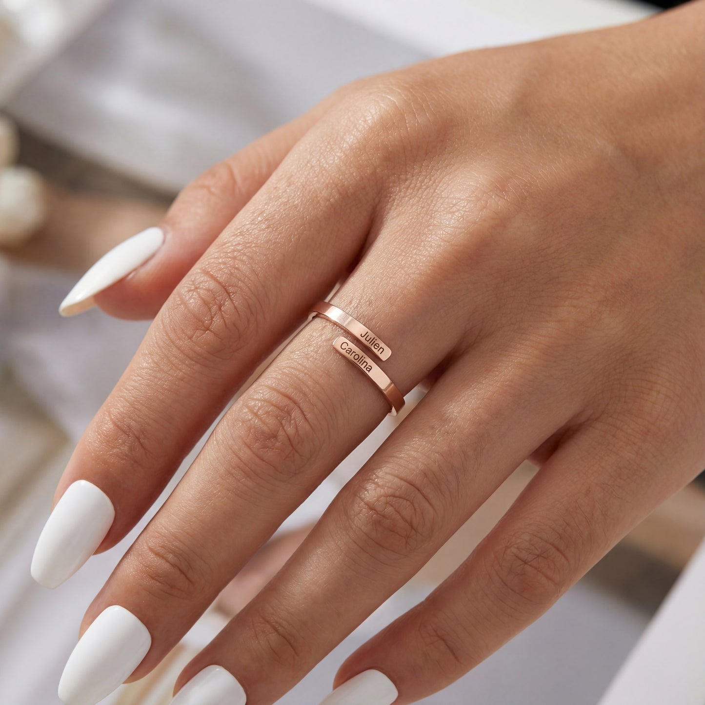 Anel Ajustável com Dois Nomes "Dual Soul"