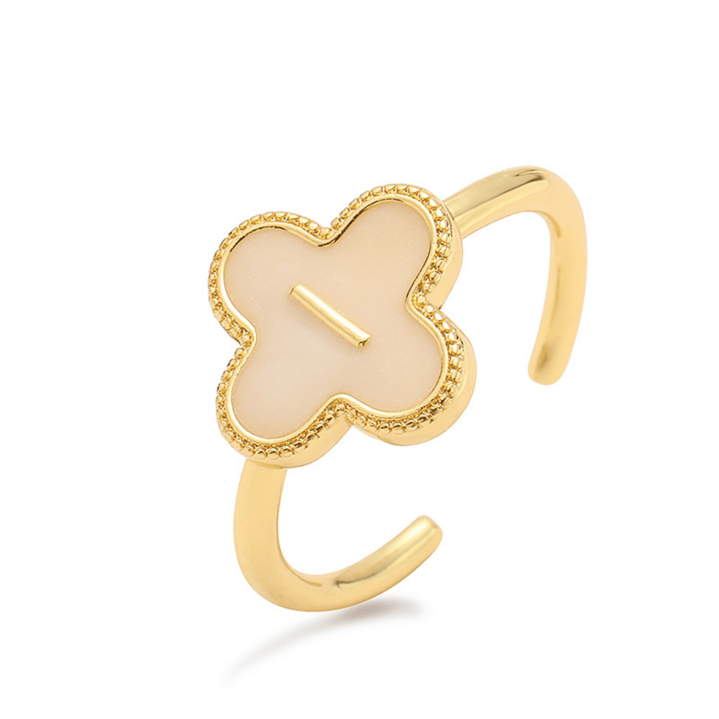 RICCARDI - BAGUE AJUSTABLE "Initial Charm Clover Ring" - Riccardi