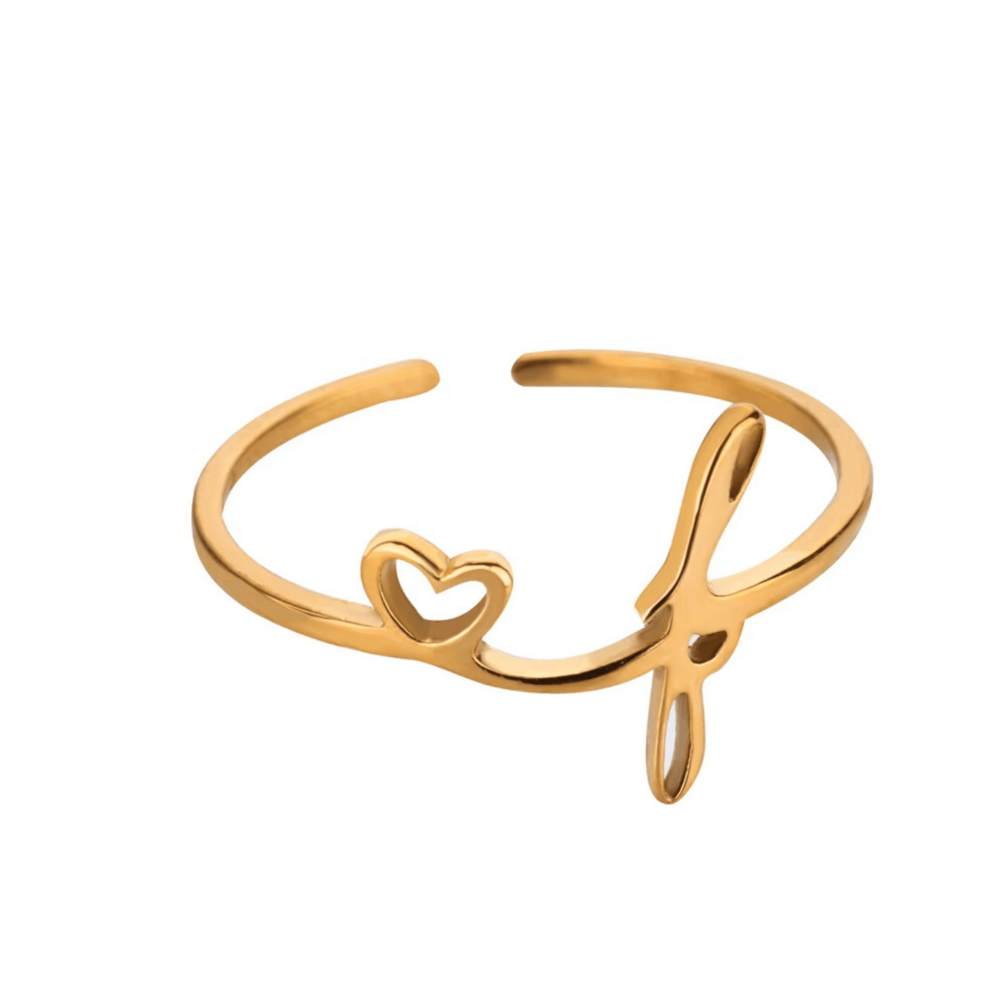 RICCARDI - BAGUE AJUSTABLE "Initial Heart Ring" - Riccardi