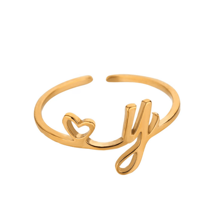 RICCARDI - BAGUE AJUSTABLE "Initial Heart Ring" - Riccardi