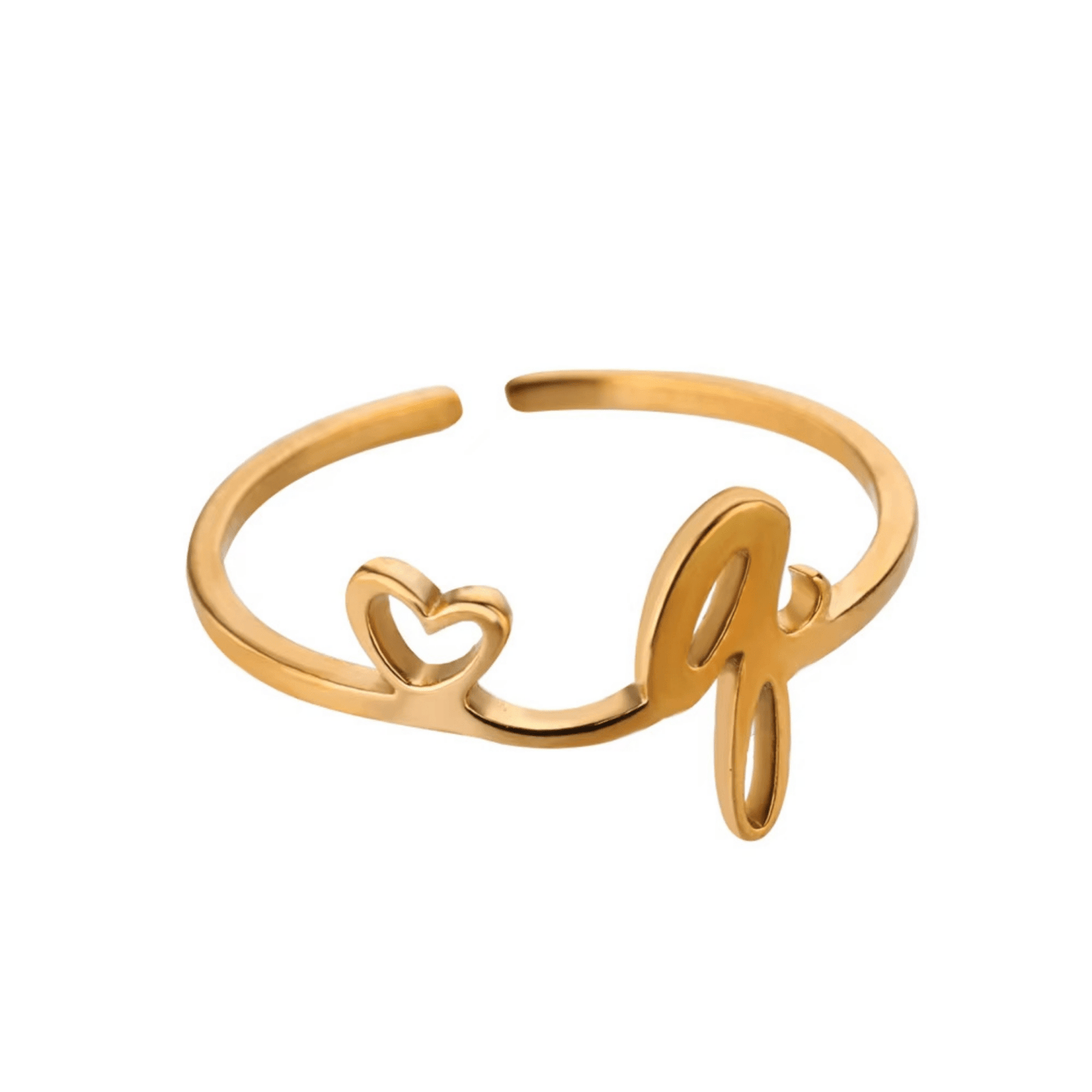 RICCARDI - BAGUE AJUSTABLE "Initial Heart Ring" - Riccardi