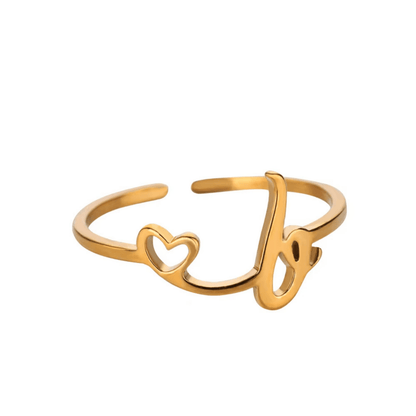 RICCARDI - BAGUE AJUSTABLE "Initial Heart Ring" - Riccardi