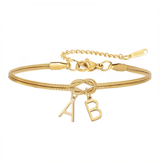 Pulseira de Dupla Inicial "Knot"